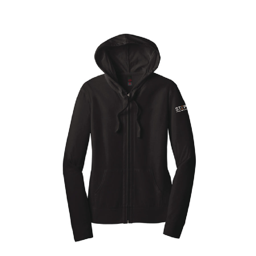 DISTRICT - Womens Fitted Jersey Full-Zip Hoodie