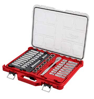 MILWAUKEE - 47pc 1/2" Drive Ratchet & Socket Set w/ PACKOUT Low-Profile Organizer
