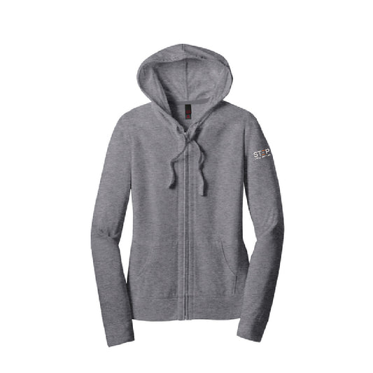 DISTRICT - Womens Fitted Jersey Full-Zip Hoodie