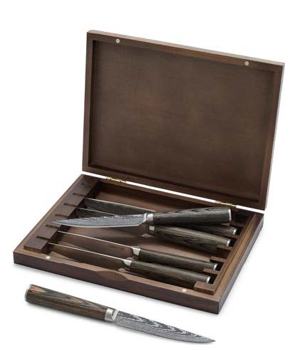 BOBBY FLAY - 6pc Steak Knife Set w/ Wood Storage Box